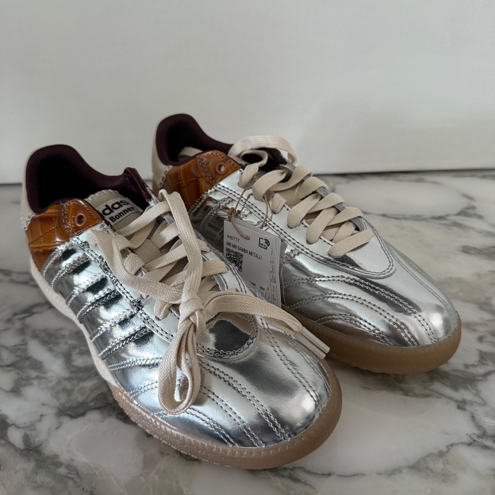 Adidas Originals Edition WALES BONNER Silver & Brown MN Samba Sneakers SZ US 7 - Picture 10 of 13